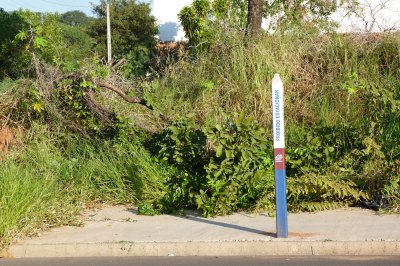 O ponto de ônibus é isolado do centro do bairro e não protege os moradores contra chuva e vento. Foto: Giovanna Hespanhol/VozdoNicéia